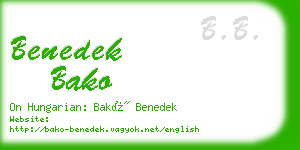 benedek bako business card
